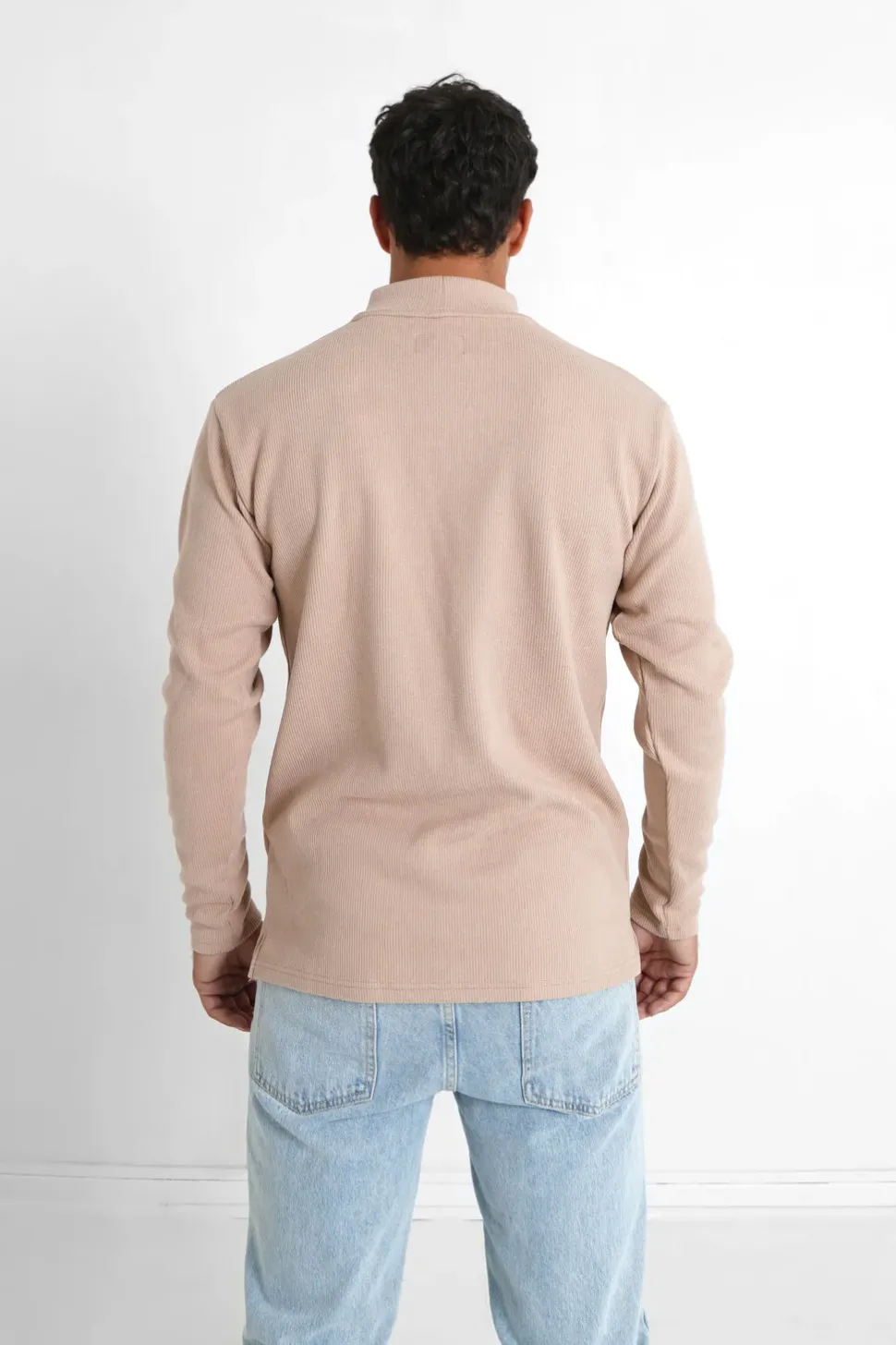 Pull Maille Logo Brode Beige