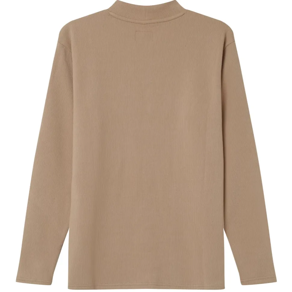 Pull Maille Logo Brode Beige