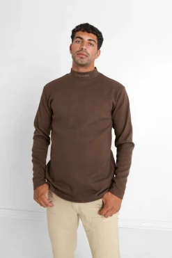Pull Maille Logo Brode Marron