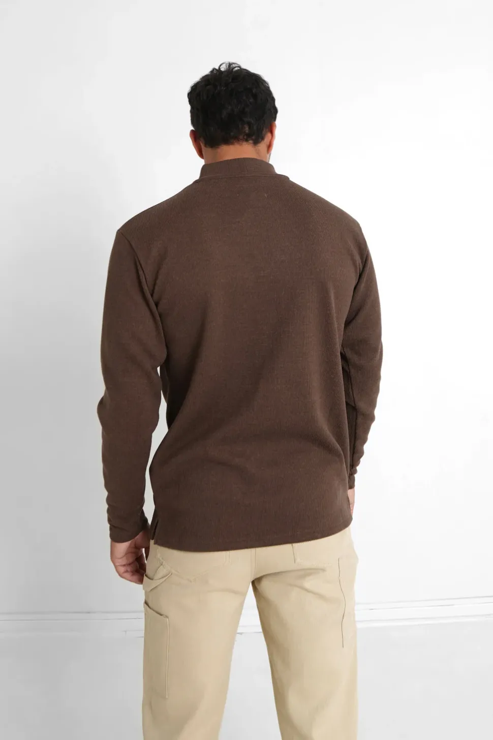 Pull Maille Logo Brode Marron