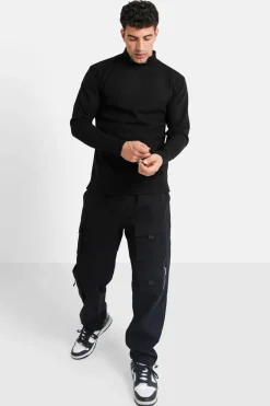 Pull Maille Logo Brode Noir