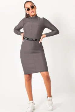 Robe Boucle Manches Longues Gris