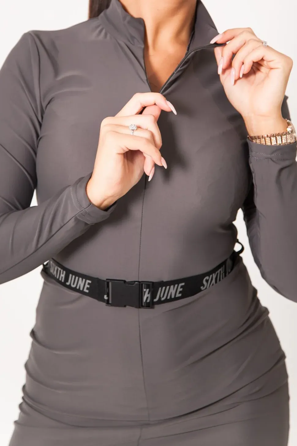 Robe Boucle Manches Longues Gris