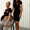 Robe Coeur Brode Noir