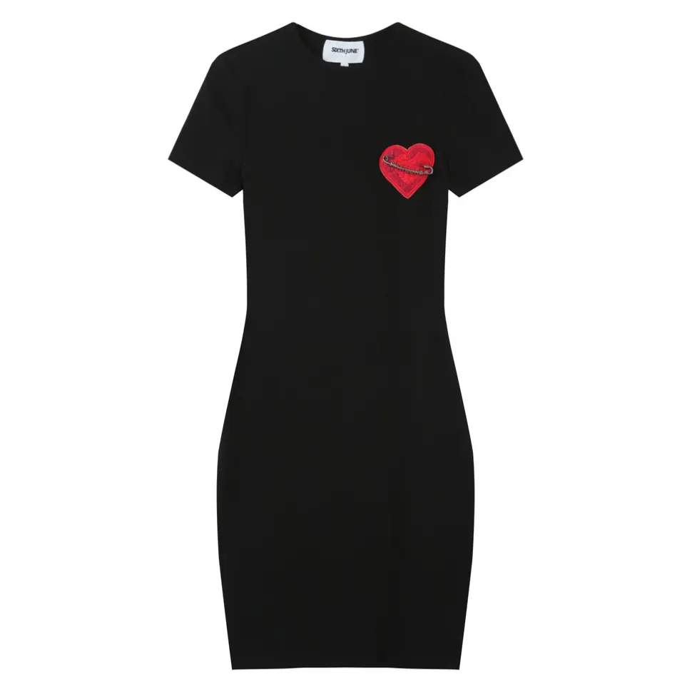 Robe Coeur Brode Noir