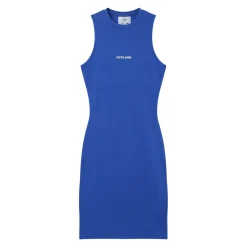 Robe Cotelee Moulante Bleu Fonce