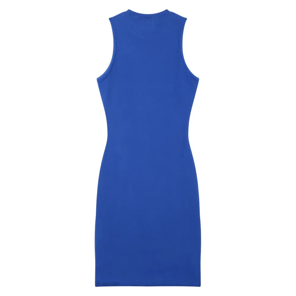 Robe Cotelee Moulante Bleu Fonce