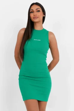 Robe Cotelee Moulante Vert