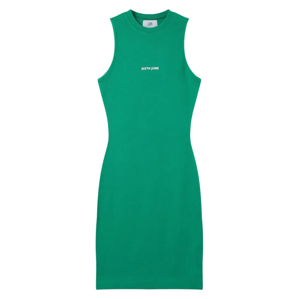 Robe Cotelee Moulante Vert