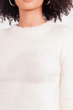 Robe Courte Duveteuse Blanc Casse