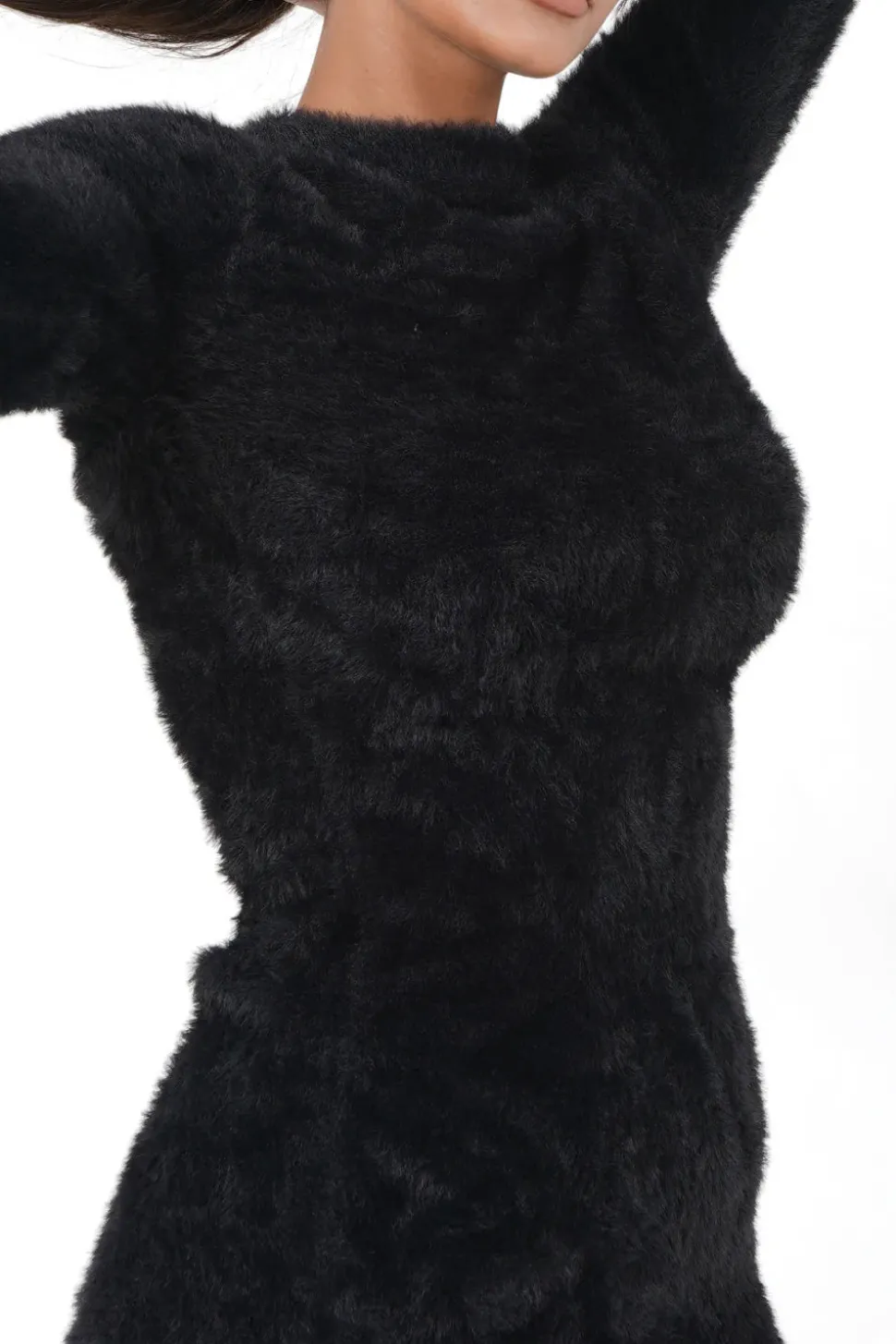 Robe Courte Duveteuse Noir