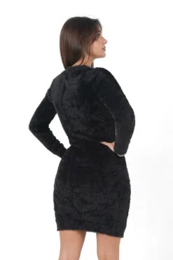 Robe Courte Duveteuse Noir