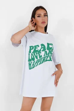 Robe Courte Peace Love Blanc