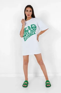 Robe Courte Peace Love Blanc