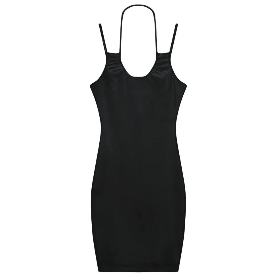 Robe Croisee Velours Cotele Noir