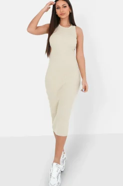 Robe Maille Ouverture Sexy Beige