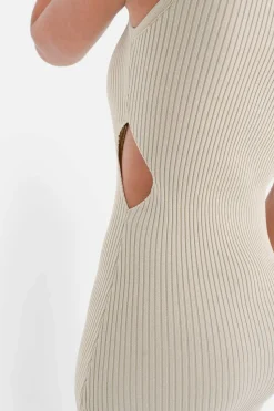 Robe Maille Ouverture Sexy Beige