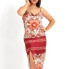 Robe Motif Orientale Rouge Fonce