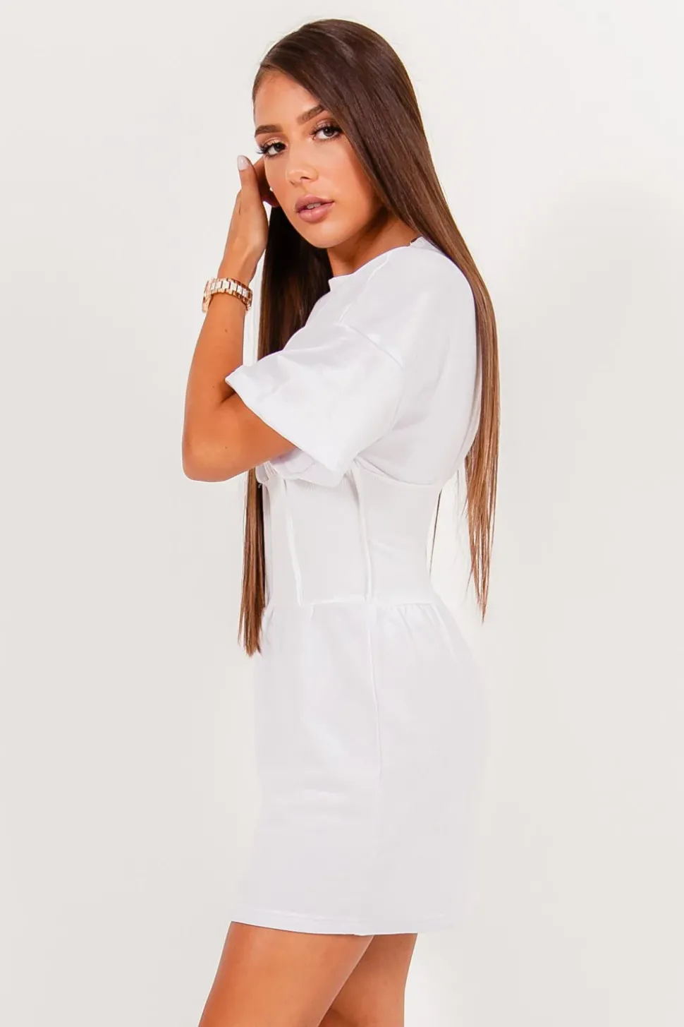 Robe T-Shirt Corset Blanc