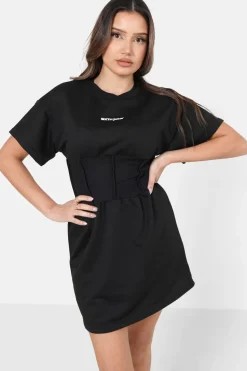 Robe T-Shirt Corset Noir