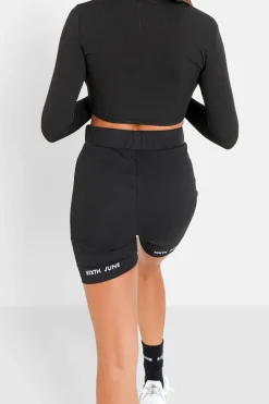 Short Court Satine Brode Noir