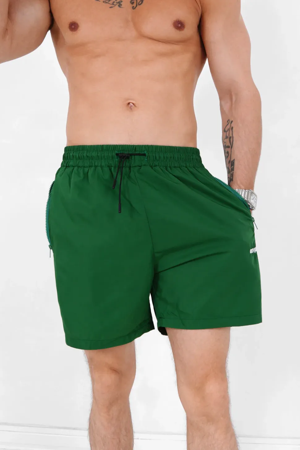 Short De Bain Logo Vert Fonce