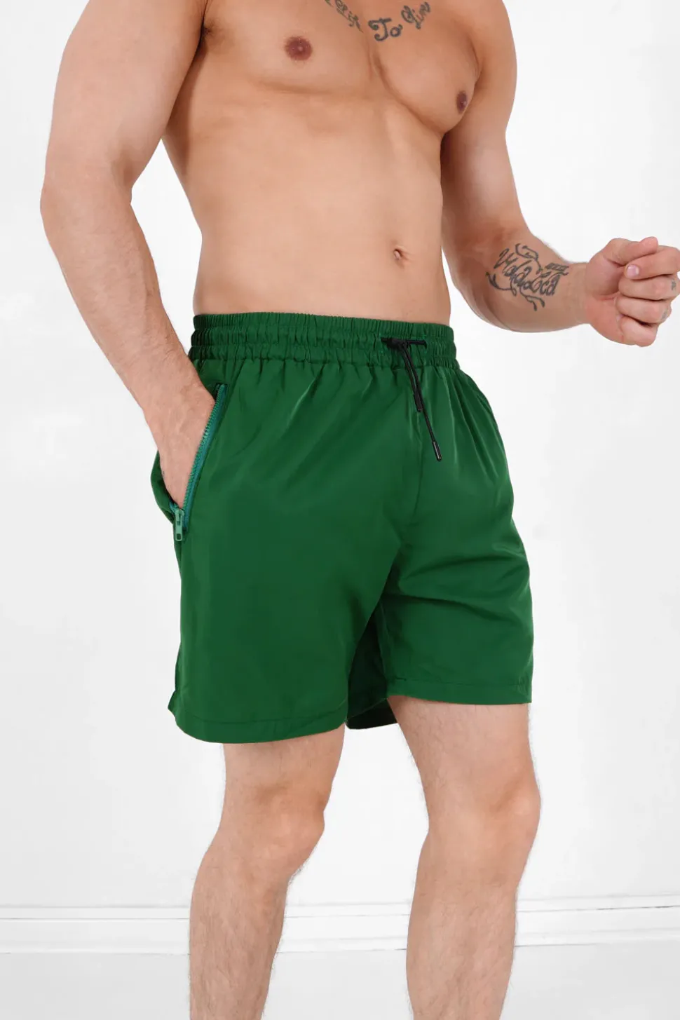 Short De Bain Logo Vert Fonce