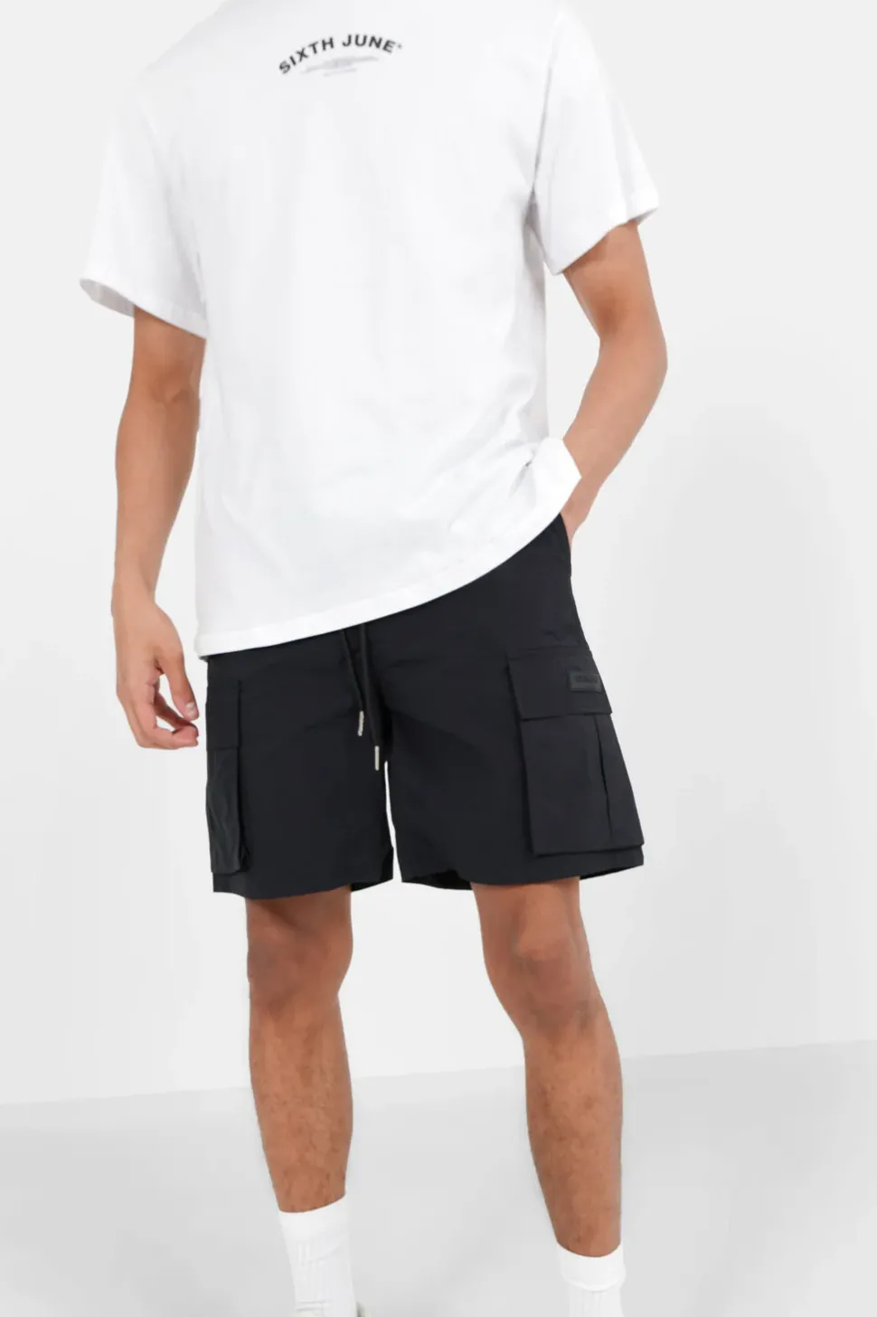 Short De Bain Poches Cargo Noir