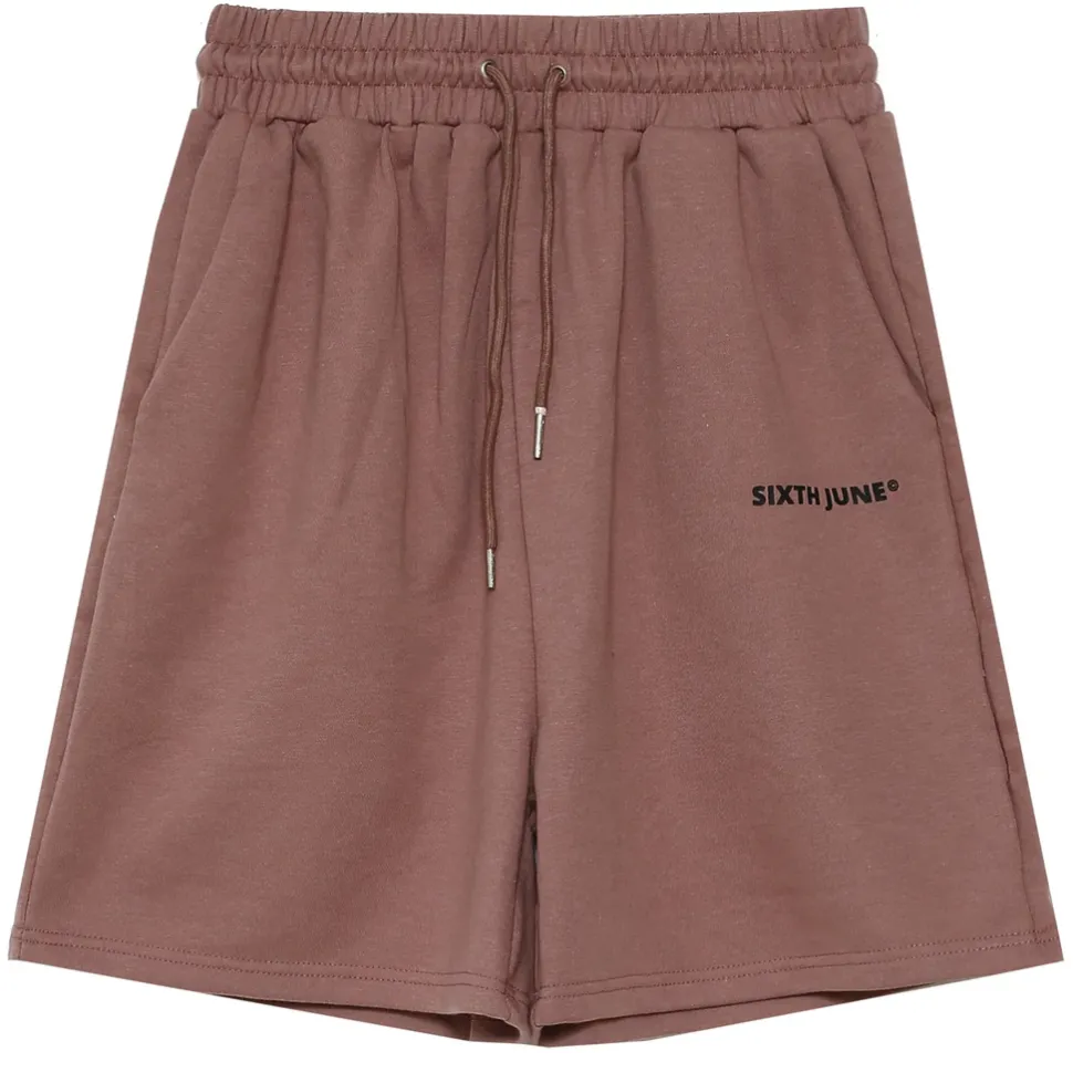 Short Essential Logo Rose Fonce