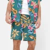Short Fluide Fleuri Vert