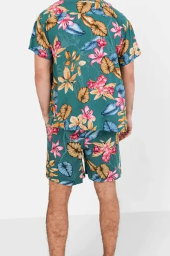 Short Fluide Fleuri Vert