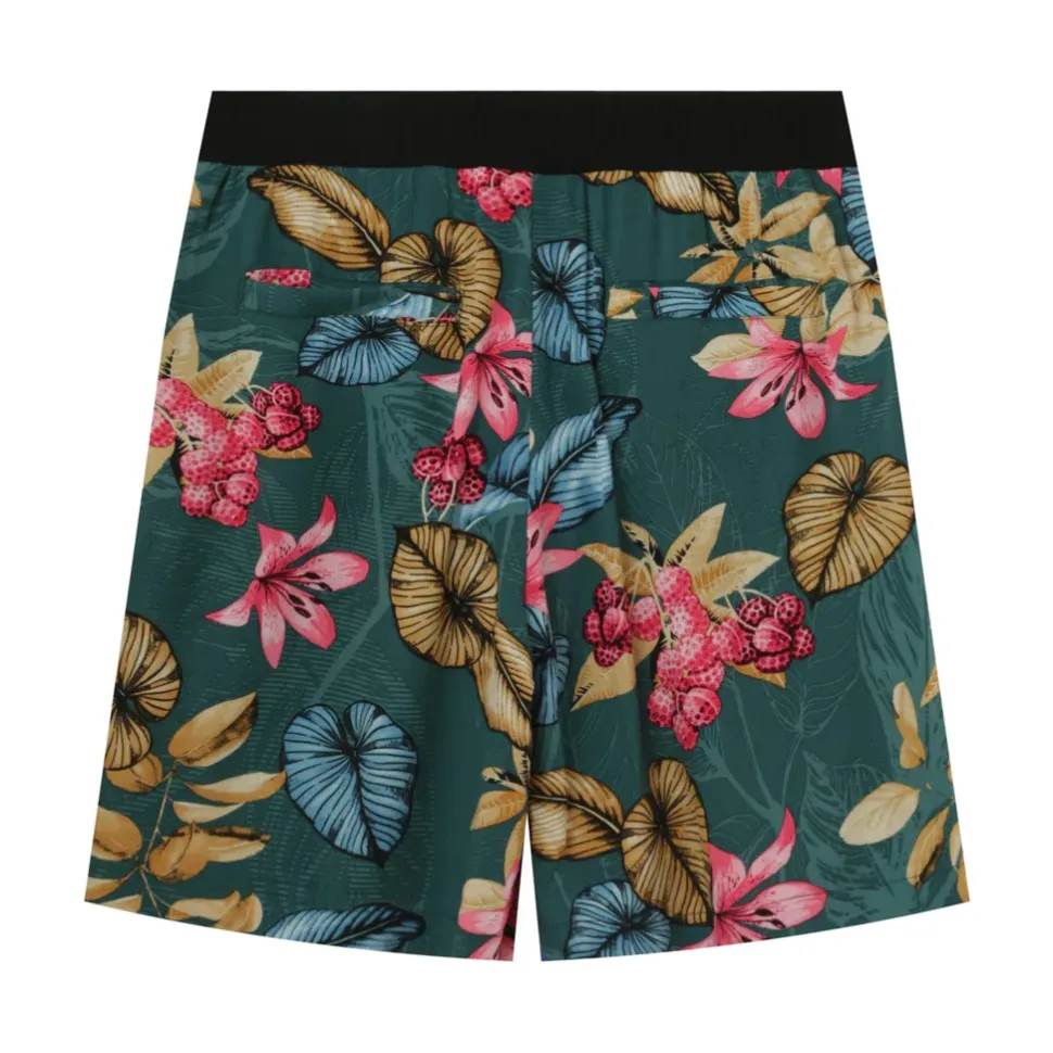 Short Fluide Fleuri Vert