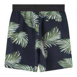 Short Fluide Motif Tropical Bleu Fonce