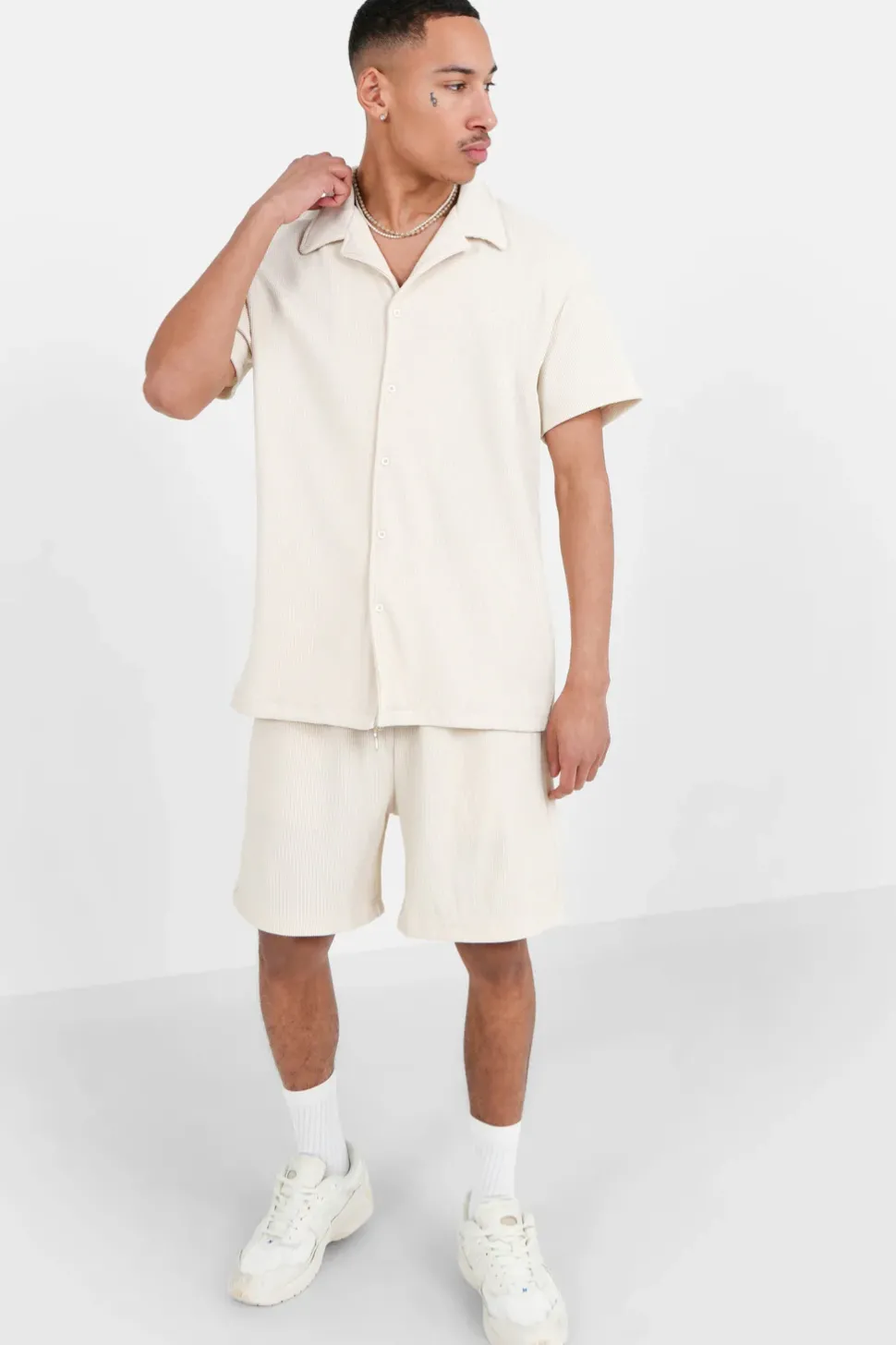 Short Fluide Plisse Beige