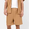 Short Fluide Plisse Marron