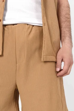 Short Fluide Plisse Marron
