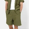 Short Fluide Plisse Vert Kaki