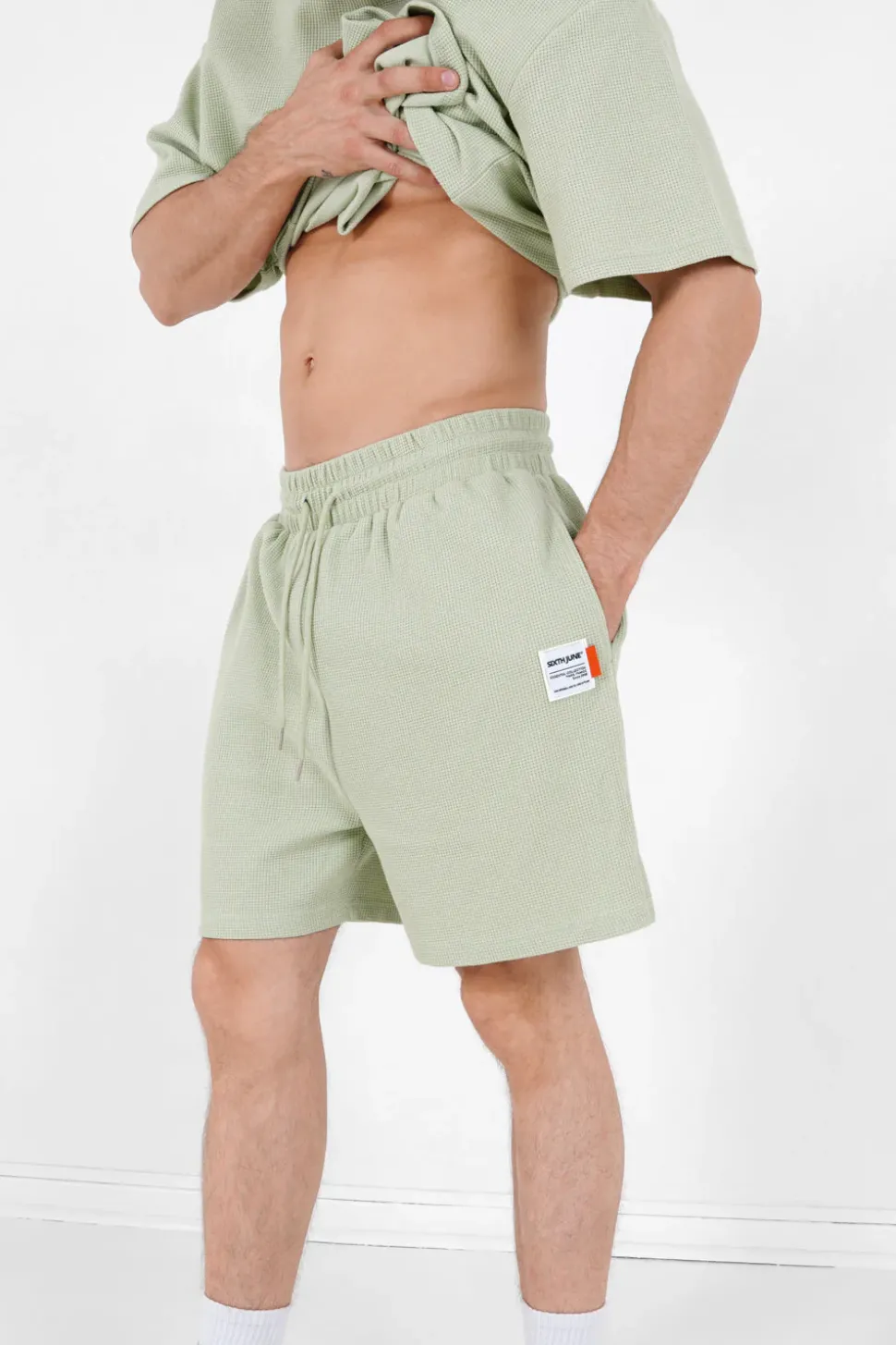 Short Gaufre Vert Clair