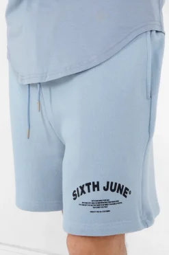 Short Logo Incurve Bleu Clair