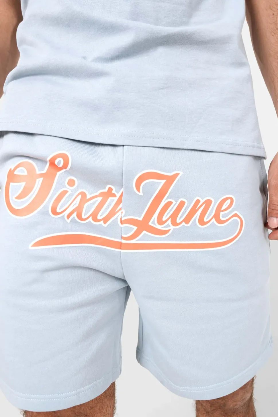 Short Logo Retro Bleu Clair