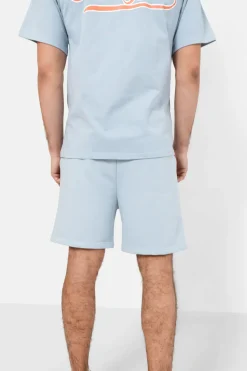Short Logo Retro Bleu Clair