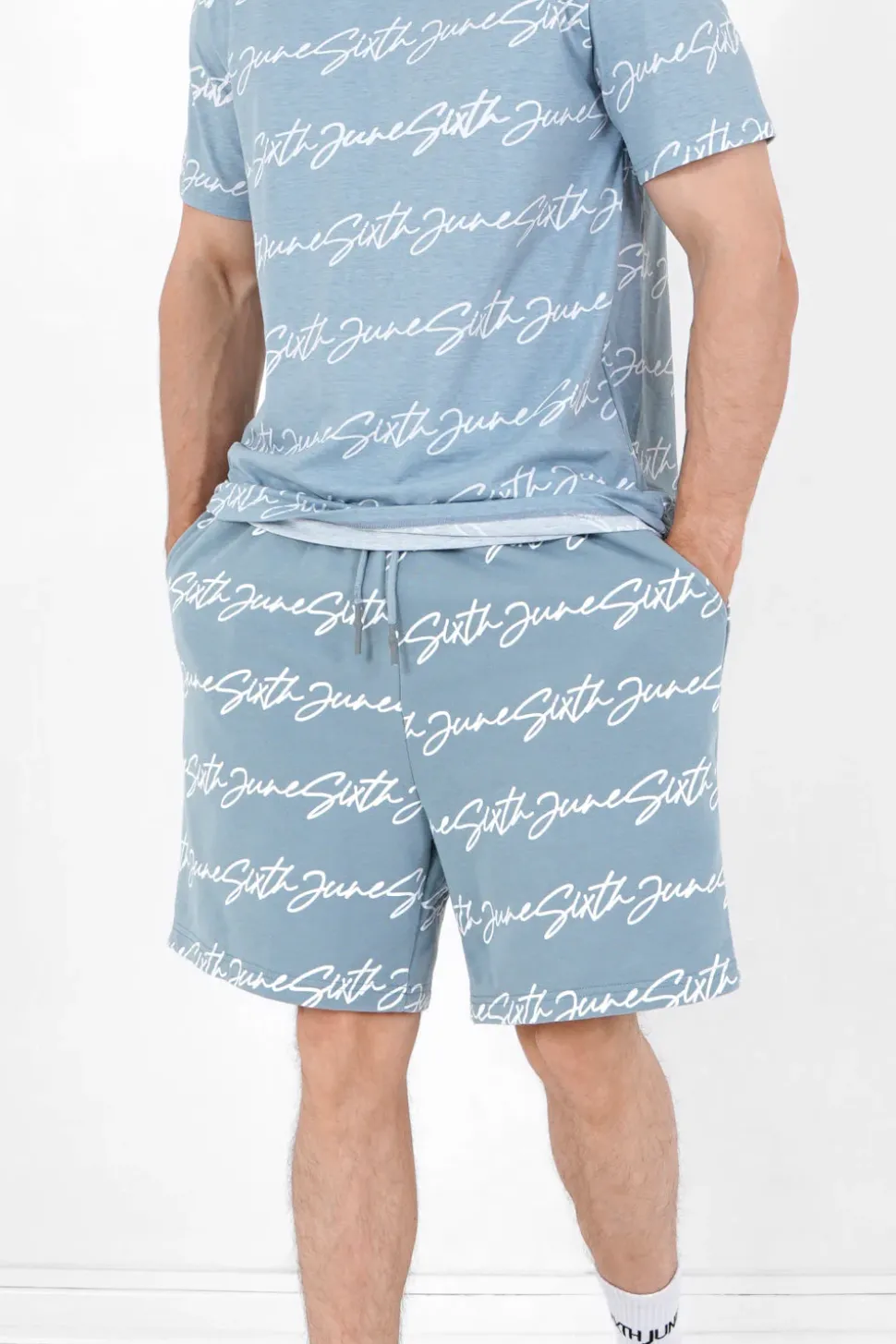 Short Logo Signature Imprime Bleu