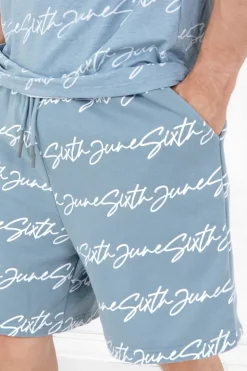 Short Logo Signature Imprime Bleu