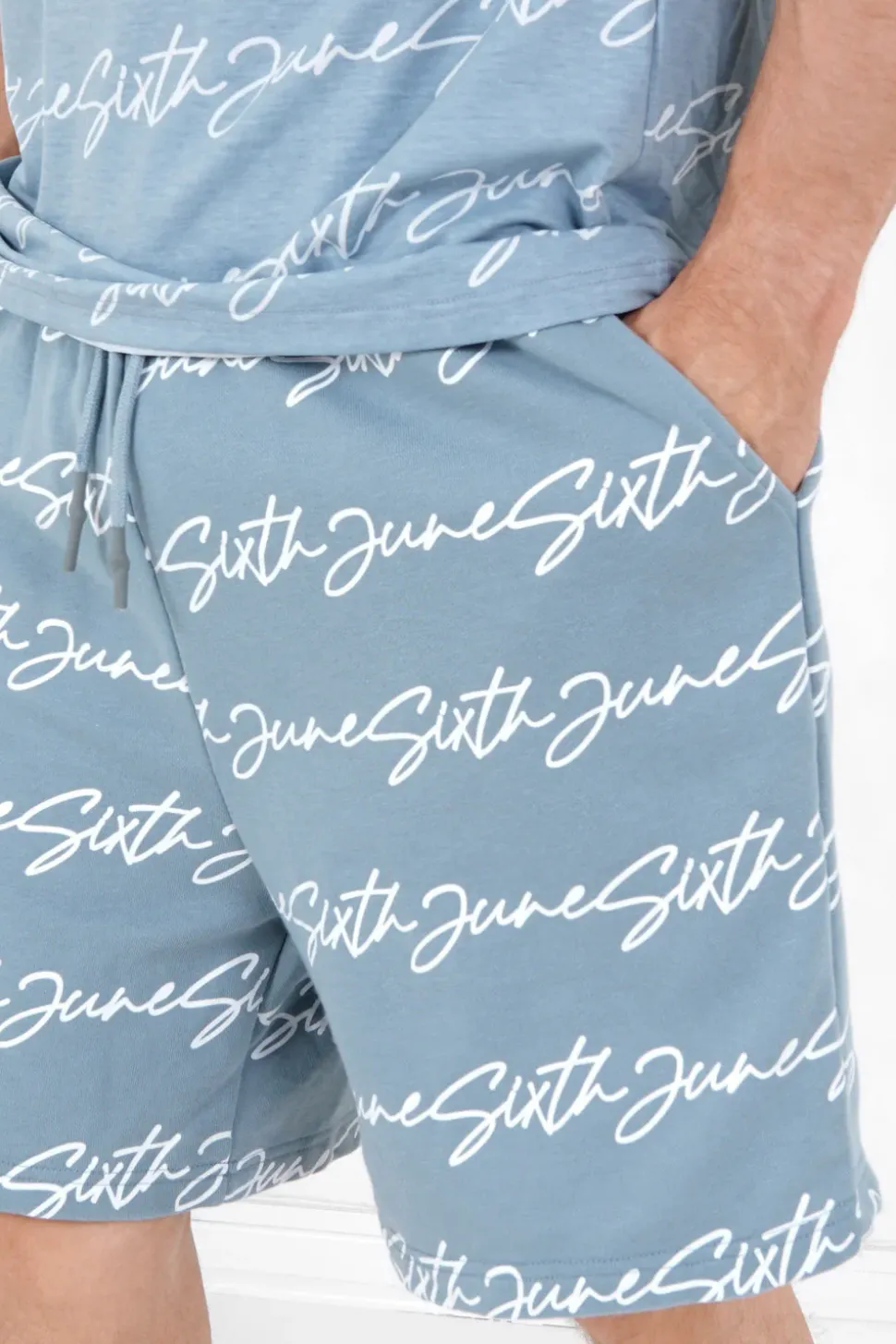 Short Logo Signature Imprime Bleu