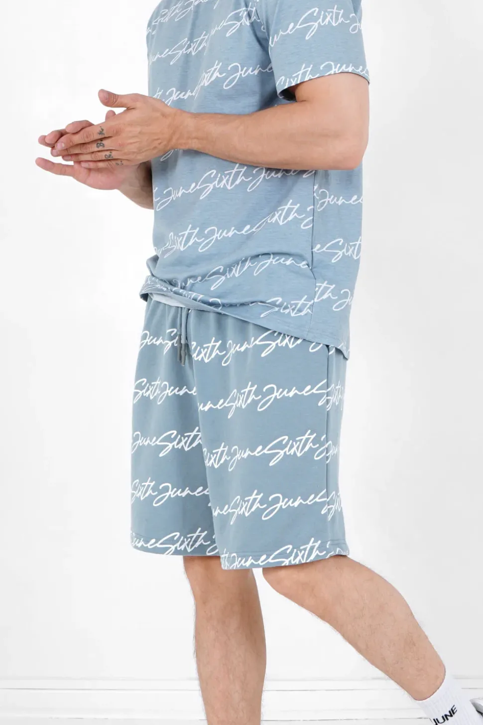 Short Logo Signature Imprime Bleu
