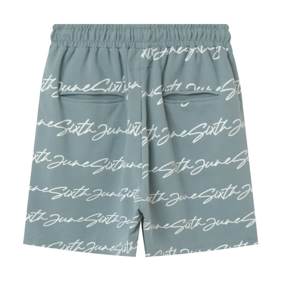 Short Logo Signature Imprime Bleu