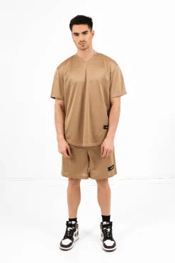 Short Mesh Logo Beige
