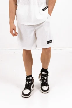 Short Mesh Logo Blanc