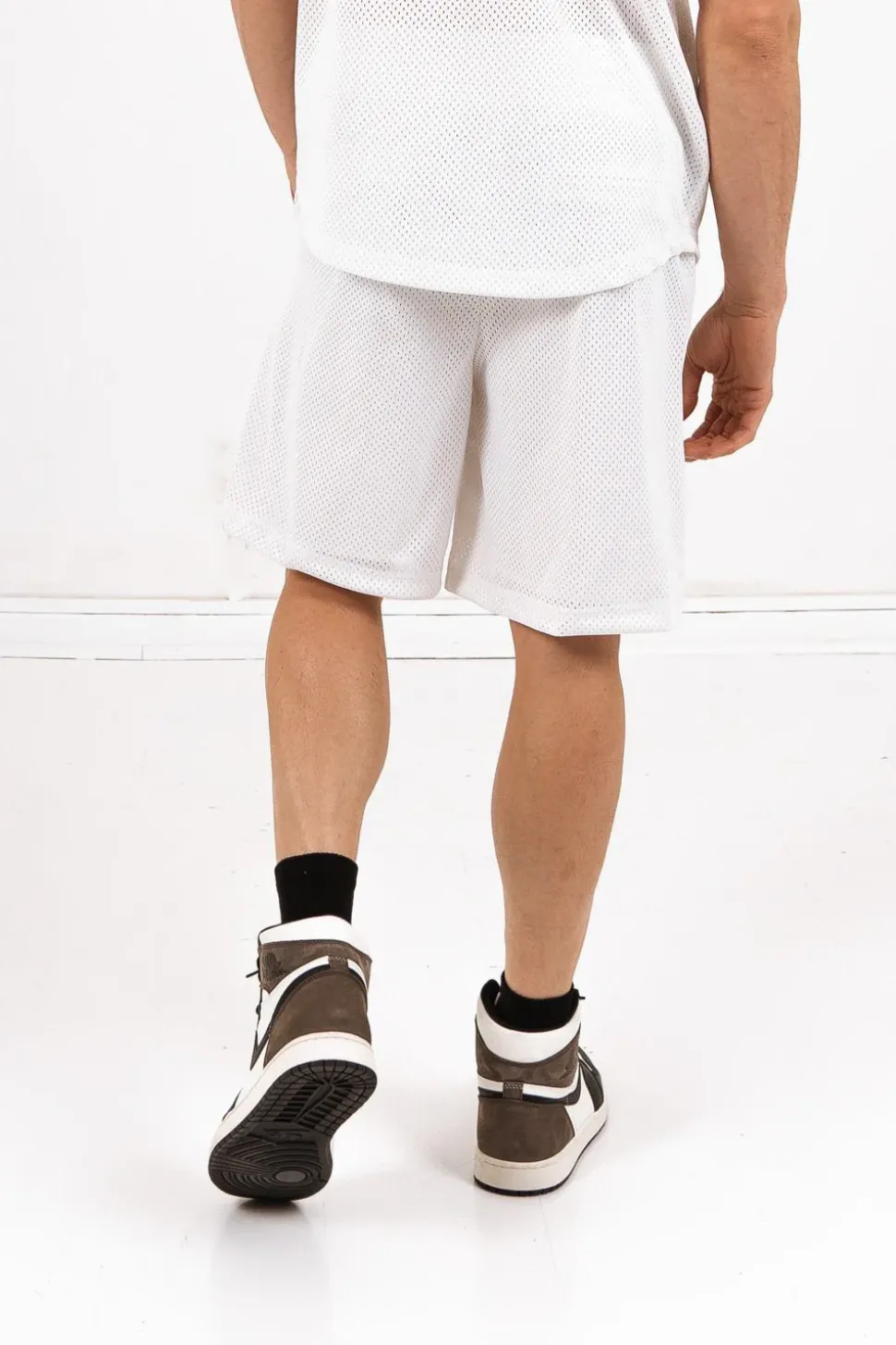 Short Mesh Logo Blanc