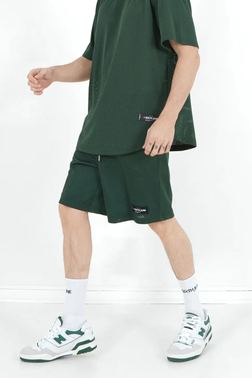 Short Mesh Logo Vert Fonce